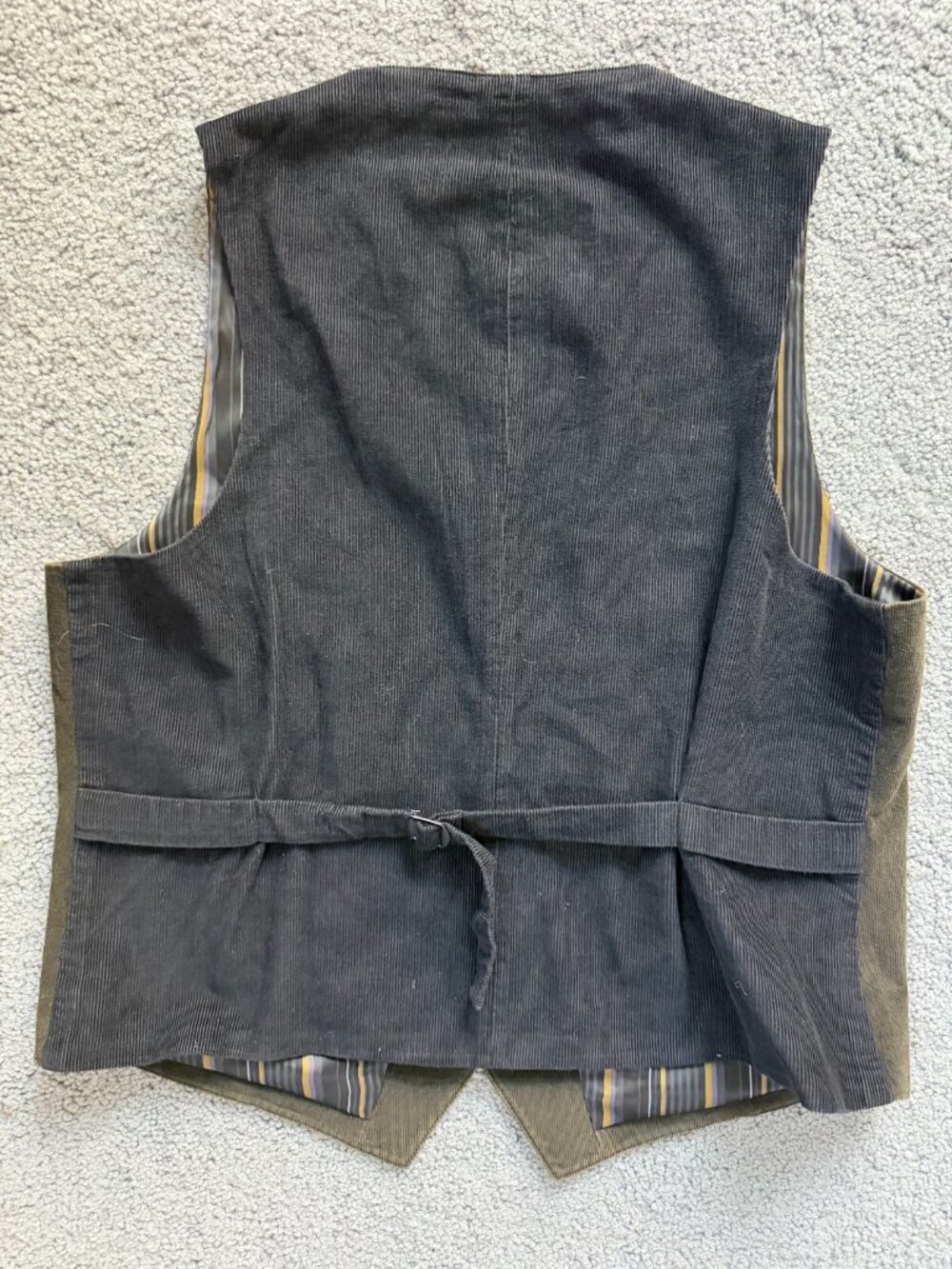 Kroon Olive Green Corduroy Waistcoat Vest Stripe Satin Lining Men's Size - Picture 5 of 16